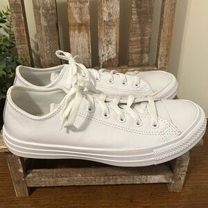 Converse Chuck Taylor All Star Low Ox White Leather Unisex Sneaker Shoes 136823C